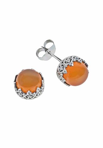 Ohrstecker 925 Silber Karneol orange roter Stein Edelstein Ohrringe echt Silber Damen Sterling Silber Stecker Geschenk (MOS-105-16) von mantraroma