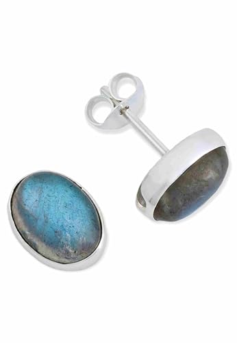 Ohrstecker 925 Silber Labradorit grün blauer Stein Edelstein Ohrringe echt Silber Damen Sterling Silber Stecker Geschenk(MOS-040-05) von mantraroma