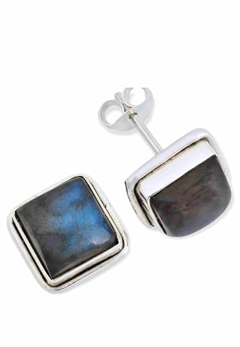 Ohrstecker 925 Silber Labradorit grün blauer Stein Edelstein Ohrringe echt Silber Damen Sterling Silber Stecker Geschenk(MOS-072-05) von mantraroma