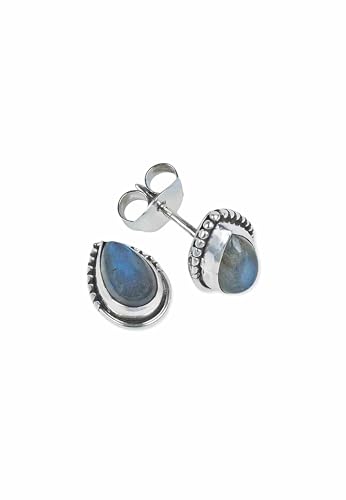 Ohrstecker 925 Silber Labradorit grün blauer Stein Edelstein Ohrringe echt Silber Damen Sterling Silber Stecker Geschenk (MOS-103-05) von mantraroma