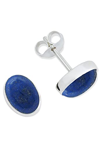 Ohrstecker 925 Silber Lapis Lazuli blauer Stein Edelstein Ohrringe echt Silber Damen Sterling Silber Stecker Geschenk(MOS-040-06) von mantraroma