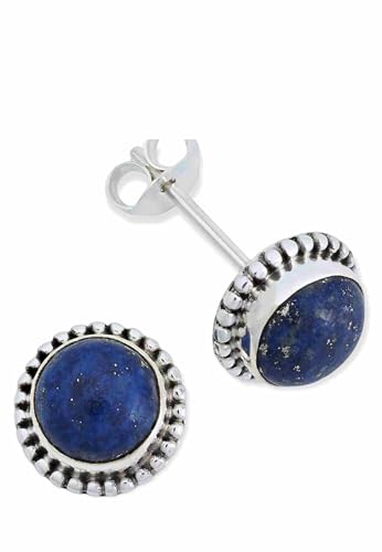 Ohrstecker 925 Silber Lapis Lazuli blauer Stein Edelstein Ohrringe echt Silber Damen Sterling Silber Stecker Geschenk(MOS-041-06) von mantraroma