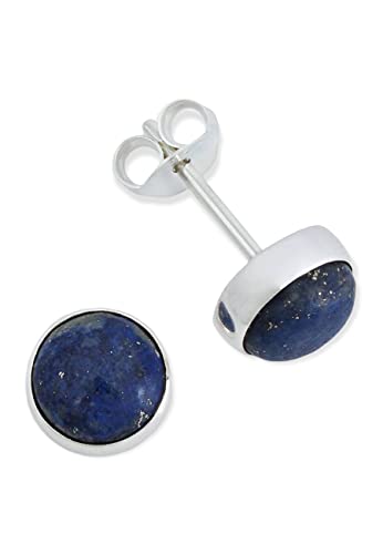 Ohrstecker 925 Silber Lapis Lazuli blauer Stein Edelstein Ohrringe echt Silber Damen Sterling Silber Stecker Geschenk(MOS-042-06) von mantraroma