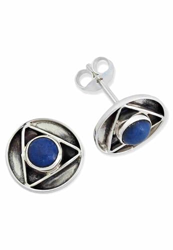 Ohrstecker 925 Silber Lapis Lazuli blauer Stein Edelstein Ohrringe echt Silber Damen Sterling Silber Stecker Geschenk(MOS-053-06) von mantraroma