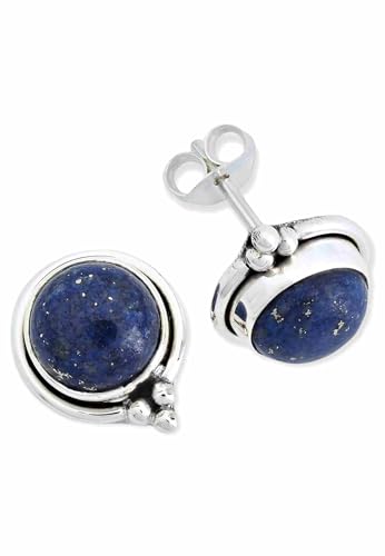 Ohrstecker 925 Silber Lapis Lazuli blauer Stein Edelstein Ohrringe echt Silber Damen Sterling Silber Stecker Geschenk(MOS-065-06) von mantraroma