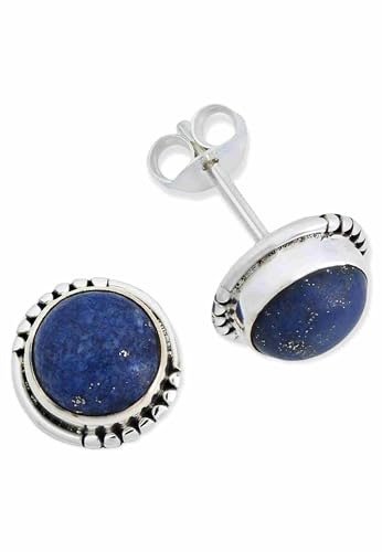 Ohrstecker 925 Silber Lapis Lazuli blauer Stein Edelstein Ohrringe echt Silber Damen Sterling Silber Stecker Geschenk(MOS-066-06) von mantraroma