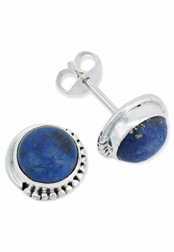 Ohrstecker 925 Silber Lapis Lazuli blauer Stein Edelstein Ohrringe echt Silber Damen Sterling Silber Stecker Geschenk(MOS-018-06) von mantraroma