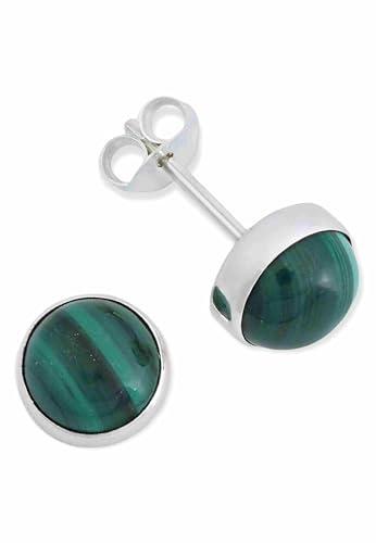 Ohrstecker 925 Silber Malachit grüner gestreifter Stein Edelstein Ohrringe echt Silber Damen Sterling Silber Stecker Geschenk(MOS-042-10) von mantraroma