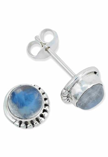Ohrstecker 925 Silber Mondstein weißer Stein schimmer Edelstein Ohrringe echt Silber Damen Sterling Silber Stecker Geschenk(MOS-028-04) von mantraroma