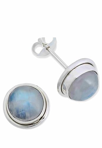 Ohrstecker 925 Silber Mondstein weißer Stein schimmer Edelstein Ohrringe echt Silber Damen Sterling Silber Stecker Geschenk(MOS-043-04) von mantraroma