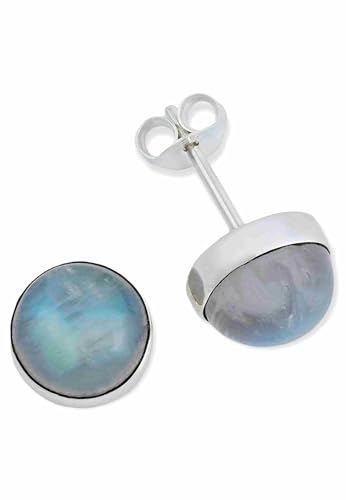 Ohrstecker 925 Silber Mondstein weißer Stein schimmer Edelstein Ohrringe echt Silber Damen Sterling Silber Stecker Geschenk(MOS-059-04) von mantraroma