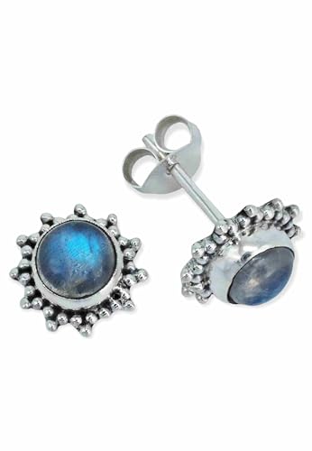 Ohrstecker 925 Silber Mondstein weißer Stein schimmer Edelstein Ohrringe echt Silber Damen Sterling Silber Stecker Geschenk(MOS-082-04) von mantraroma