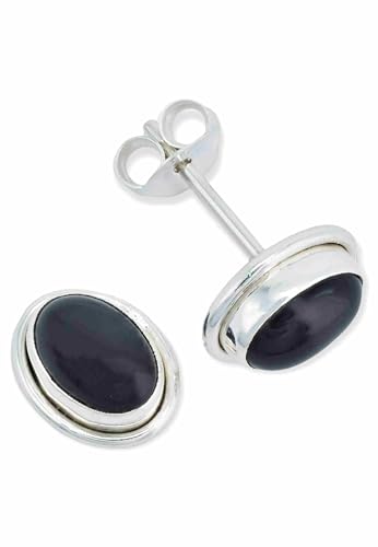 Ohrstecker 925 Silber Onyx schwarzer Stein Edelstein Ohrringe echt Silber Damen Sterling Silber Stecker Geschenk(MOS-039-03) von mantraroma