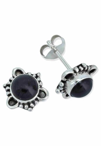Ohrstecker 925 Silber Onyx schwarzer Stein Edelstein Ohrringe echt Silber Damen Sterling Silber Stecker Geschenk(MOS-083-03) von mantraroma