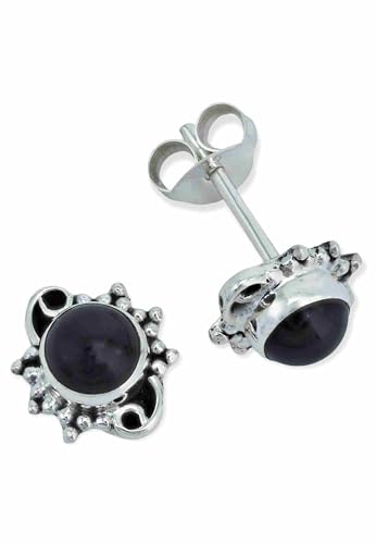 Ohrstecker 925 Silber Onyx schwarzer Stein Edelstein Ohrringe echt Silber Damen Sterling Silber Stecker Geschenk(MOS-086-03) von mantraroma