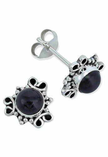 Ohrstecker 925 Silber Onyx schwarzer Stein Edelstein Ohrringe echt Silber Damen Sterling Silber Stecker Geschenk(MOS-091-03) von mantraroma
