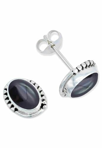 Ohrstecker 925 Silber Onyx schwarzer Stein Edelstein Ohrringe echt Silber Damen Sterling Silber Stecker Geschenk(MOS-020-03) von mantraroma