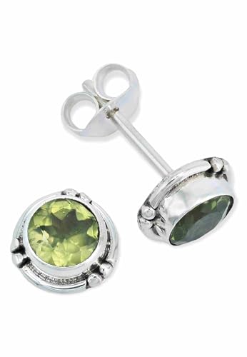 Ohrstecker 925 Silber Peridot leuchtend grüner Stein Edelstein Ohrringe echt Silber Damen Sterling Silber Stecker Geschenk(MOS-027-59) von mantraroma