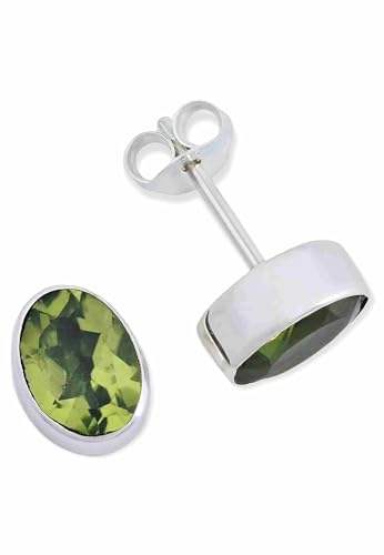 Ohrstecker 925 Silber Peridot leuchtend grüner Stein Edelstein Ohrringe echt Silber Damen Sterling Silber Stecker Geschenk(MOS-040-59) von mantraroma