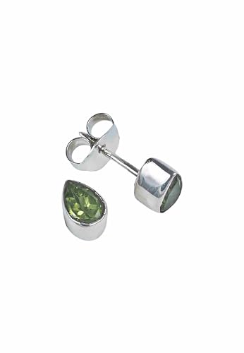 Ohrstecker 925 Silber Peridot leuchtend grüner Stein Edelstein Ohrringe echt Silber Damen Sterling Silber Stecker Geschenk (MOS-101-59) von mantraroma