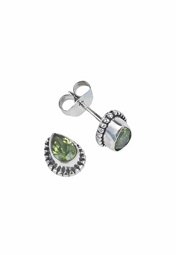 Ohrstecker 925 Silber Peridot leuchtend grüner Stein Edelstein Ohrringe echt Silber Damen Sterling Silber Stecker Geschenk (MOS-102-59) von mantraroma