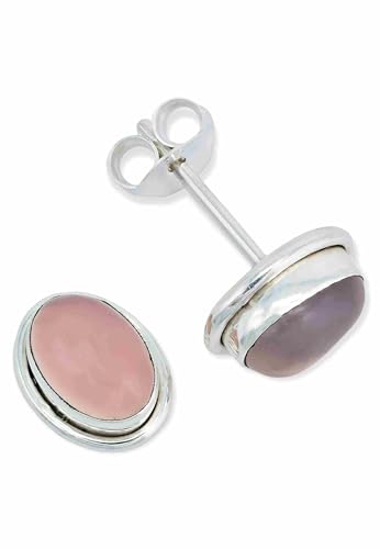 Ohrstecker 925 Silber Rosenquarz rosa Stein Edelstein Ohrringe echt Silber Damen Sterling Silber Stecker Geschenk(MOS-039-07) von mantraroma
