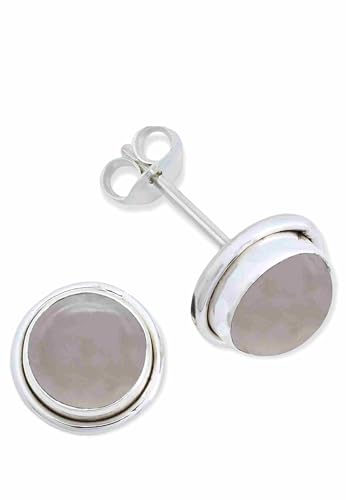 Ohrstecker 925 Silber Rosenquarz rosa Stein Edelstein Ohrringe echt Silber Damen Sterling Silber Stecker Geschenk(MOS-043-07) von mantraroma