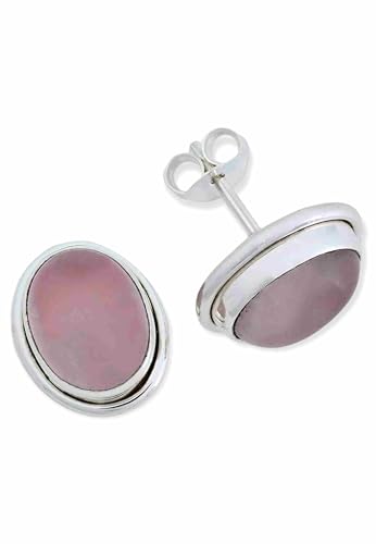 Ohrstecker 925 Silber Rosenquarz rosa Stein Edelstein Ohrringe echt Silber Damen Sterling Silber Stecker Geschenk(MOS-064-07) von mantraroma