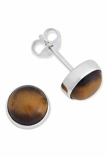 Ohrstecker 925 Silber Tigerauge brauner Stein Edelstein Ohrringe echt Silber Damen Sterling Silber Stecker Geschenk(MOS-042-18) von mantraroma