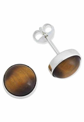 Ohrstecker 925 Silber Tigerauge brauner Stein Edelstein Ohrringe echt Silber Damen Sterling Silber Stecker Geschenk(MOS-059-18) von mantraroma