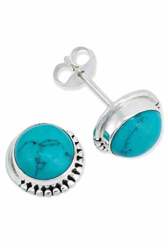 Ohrstecker 925 Silber Türkis Edelstein Ohrringe echt Silber Damen Sterling Silber Stecker Geschenk(MOS-018-15) von mantraroma
