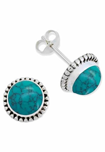 Ohrstecker 925 Silber Türkis Edelstein Ohrringe echt Silber Damen Sterling Silber Stecker Geschenk(MOS-041-15) von mantraroma