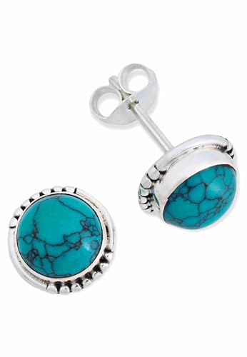Ohrstecker 925 Silber Türkis Edelstein Ohrringe echt Silber Damen Sterling Silber Stecker Geschenk(MOS-066-15) von mantraroma