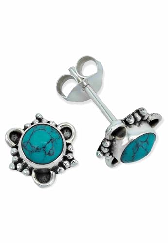 Ohrstecker 925 Silber Türkis Edelstein Ohrringe echt Silber Damen Sterling Silber Stecker Geschenk(MOS-083-15) von mantraroma