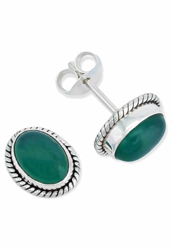 Ohrringe 925 Sterling Silber - Grüner Onyx - Ohrstecker - mantraroma von mantraroma