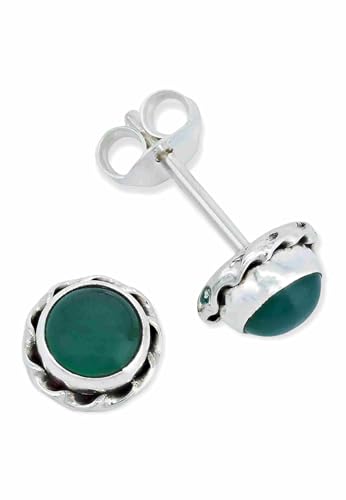 Ohrstecker 925 Silber grüner Onyx Stein Edelstein Ohrringe echt Silber Damen Sterling Silber Stecker Geschenk(MOS-024-14) von mantraroma