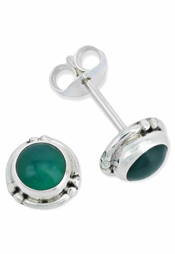 Ohrstecker 925 Silber grüner Onyx Stein Edelstein Ohrringe echt Silber Damen Sterling Silber Stecker Geschenk(MOS-027-14) von mantraroma