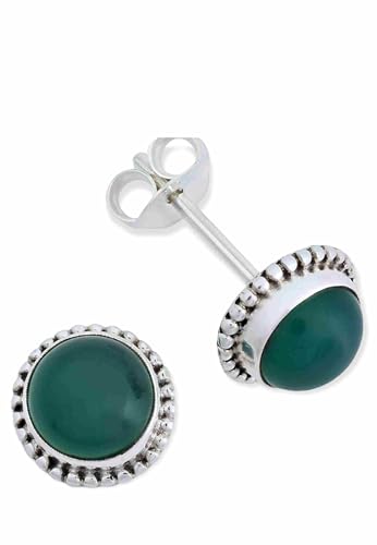 Ohrstecker 925 Silber grüner Onyx Stein Edelstein Ohrringe echt Silber Damen Sterling Silber Stecker Geschenk(MOS-041-14) von mantraroma