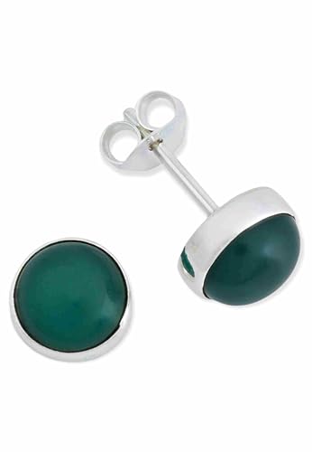 Ohrstecker 925 Silber grüner Onyx Stein Edelstein Ohrringe echt Silber Damen Sterling Silber Stecker Geschenk(MOS-042-14) von mantraroma