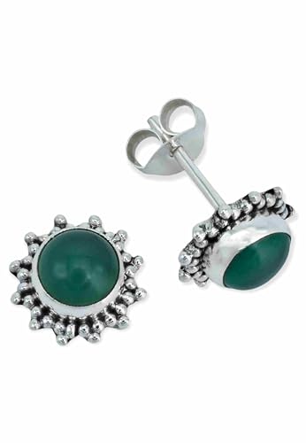 Ohrstecker 925 Silber grüner Onyx Stein Edelstein Ohrringe echt Silber Damen Sterling Silber Stecker Geschenk(MOS-082-14) von mantraroma