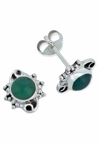 Ohrstecker 925 Silber grüner Onyx Stein Edelstein Ohrringe echt Silber Damen Sterling Silber Stecker Geschenk(MOS-086-14) von mantraroma