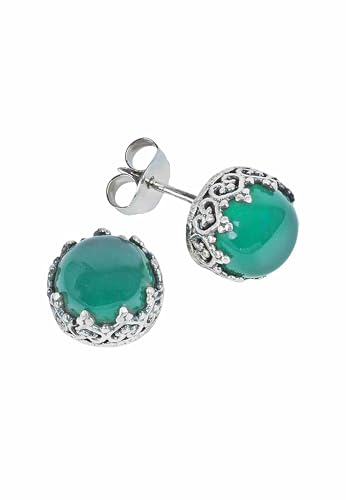 Ohrstecker 925 Silber grüner Onyx Stein Edelstein Ohrringe echt Silber Damen Sterling Silber Stecker Geschenk (MOS-105-14) von mantraroma