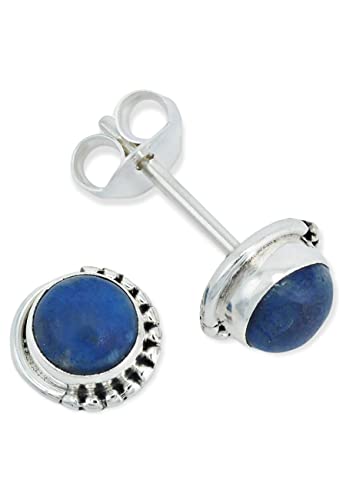 Ohrstecker 925 Silber Lapis Lazuli blauer Stein Edelstein Ohrringe echt Silber Damen Sterling Silber Stecker Geschenk(MOS-028-06) von mantraroma