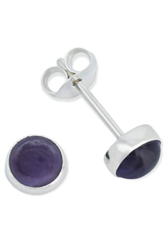 Ohrstecker 925 Silber Amethyst lila Stein Edelstein Ohrringe echt Silber Damen Sterling Silber Stecker Geschenk(MOS-038-01) von mantraroma