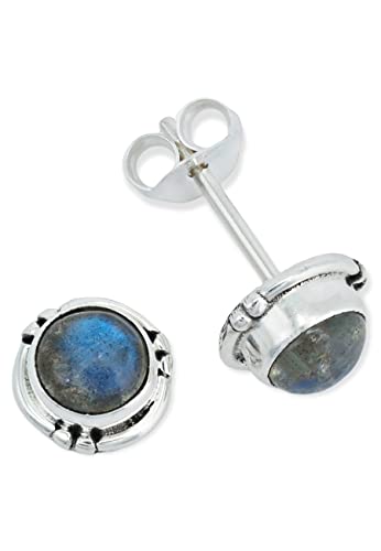 Ohrstecker 925 Silber Labradorit grün blauer Stein Edelstein Ohrringe echt Silber Damen Sterling Silber Stecker Geschenk(MOS-027-05) von mantraroma