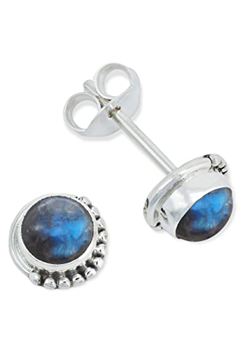 Ohrstecker 925 Silber Labradorit grün blauer Stein Edelstein Ohrringe echt Silber Damen Sterling Silber Stecker Geschenk(MOS-028-05) von mantraroma