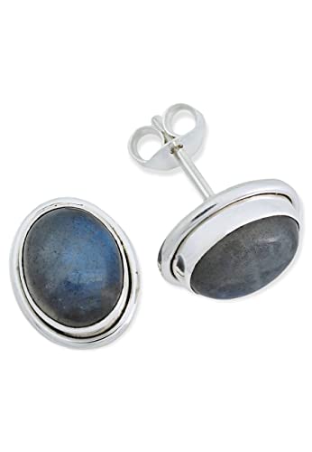 Ohrstecker 925 Silber Labradorit grün blauer Stein Edelstein Ohrringe echt Silber Damen Sterling Silber Stecker Geschenk(MOS-064-05) von mantraroma