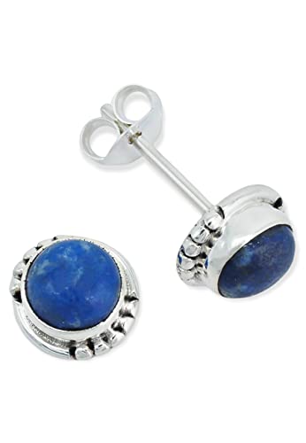 Ohrstecker 925 Silber Lapis Lazuli blauer Stein Edelstein Ohrringe echt Silber Damen Sterling Silber Stecker Geschenk(MOS-026-06) von mantraroma