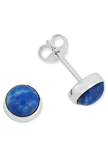 Ohrstecker 925 Silber Lapis Lazuli blauer Stein Edelstein Ohrringe echt Silber Damen Sterling Silber Stecker Geschenk(MOS-038-06) von mantraroma