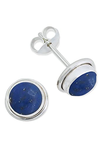 Ohrstecker 925 Silber Lapis Lazuli blauer Stein Edelstein Ohrringe echt Silber Damen Sterling Silber Stecker Geschenk(MOS-048-06) von mantraroma